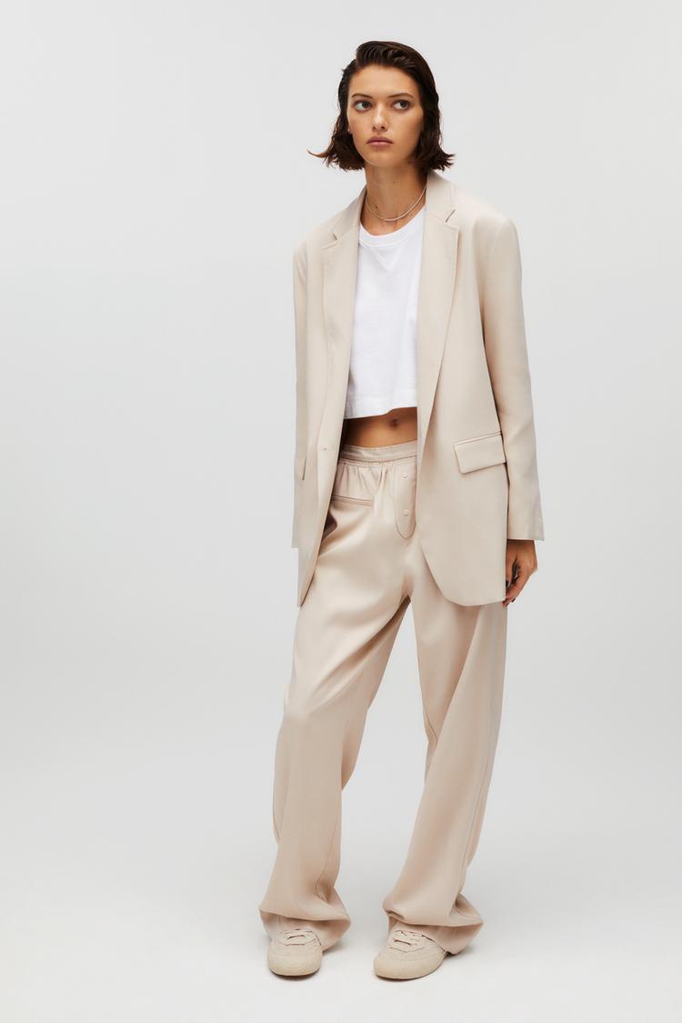 ZARA SATIN popular EFFECT BLAZER KAIA X ZARAnSTONE